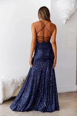 Dear Emilia Shimmer Lake Maxi Dress Navy Sequins