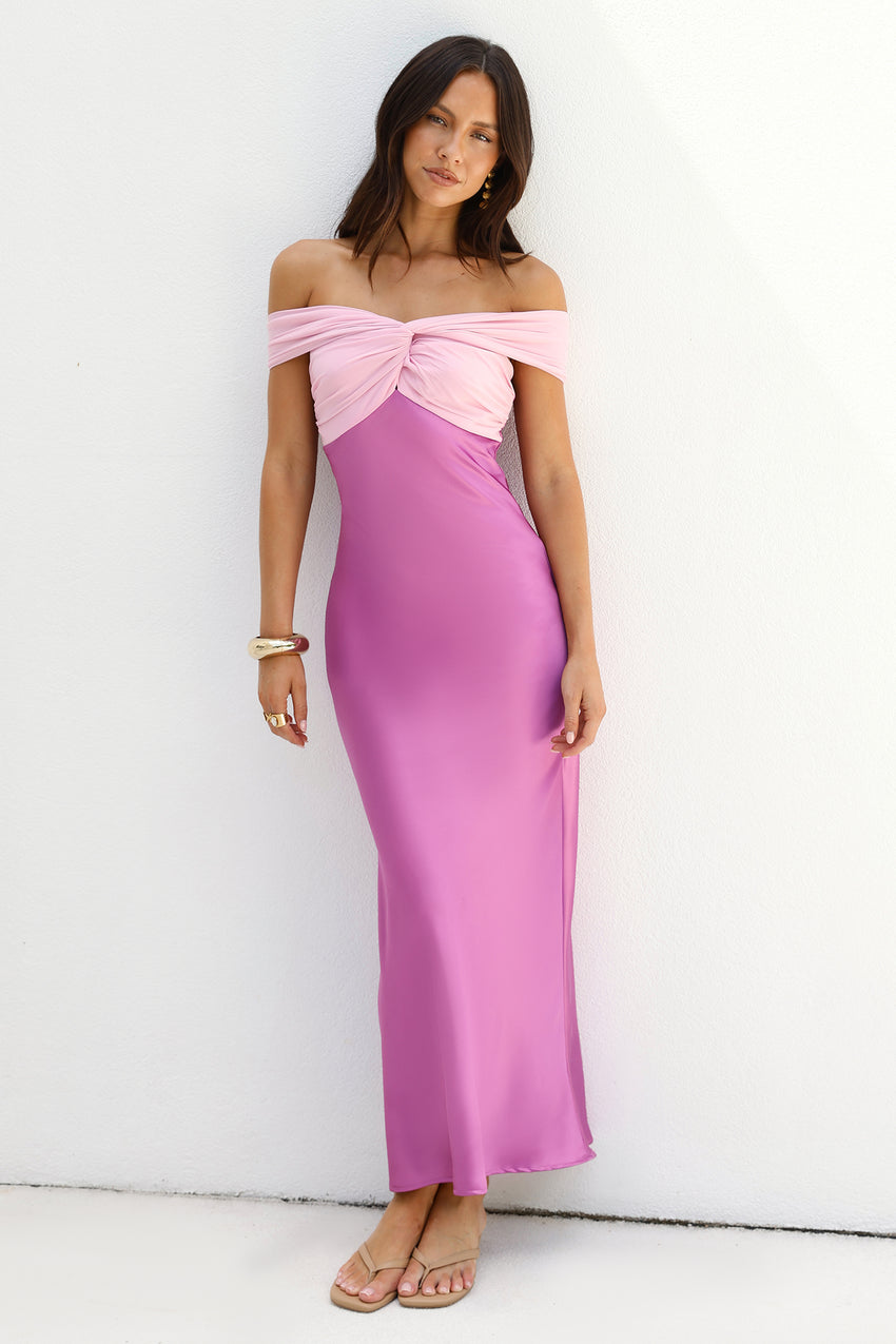 Dreamers Delight Off The Shoulder Maxi Dress Purple