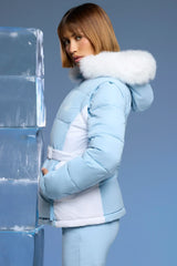 Ski Jacket With Detachable Sleeves In Baby Blue