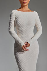 Embellished Open-Back Gown In White