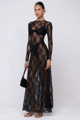 Sheveta Lyon Lace Dress In Black Lace