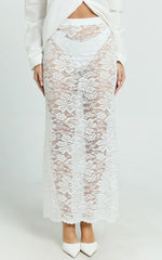 Dahlia Midi Skirt - Lace Skirt In White