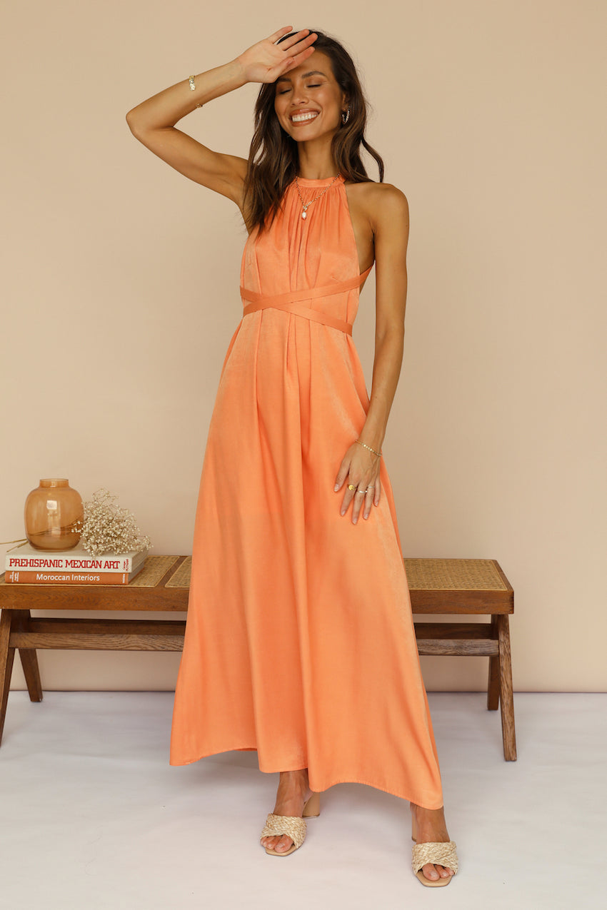 Mari And Gold Maxi Dress Orange