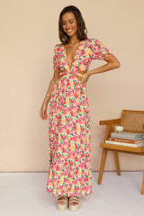 Peach Bouquet Maxi Dress