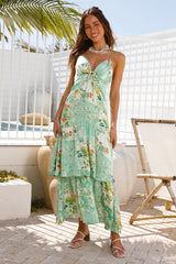 Flower Garden Maxi Dress Green