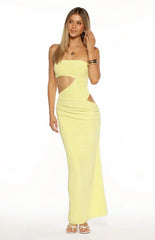 Xela Yellow Strapless Maxi Dress
