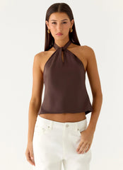 Maddox Scarf Top - Chocolate