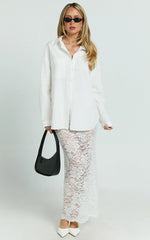 Dahlia Midi Skirt - Lace Skirt In White