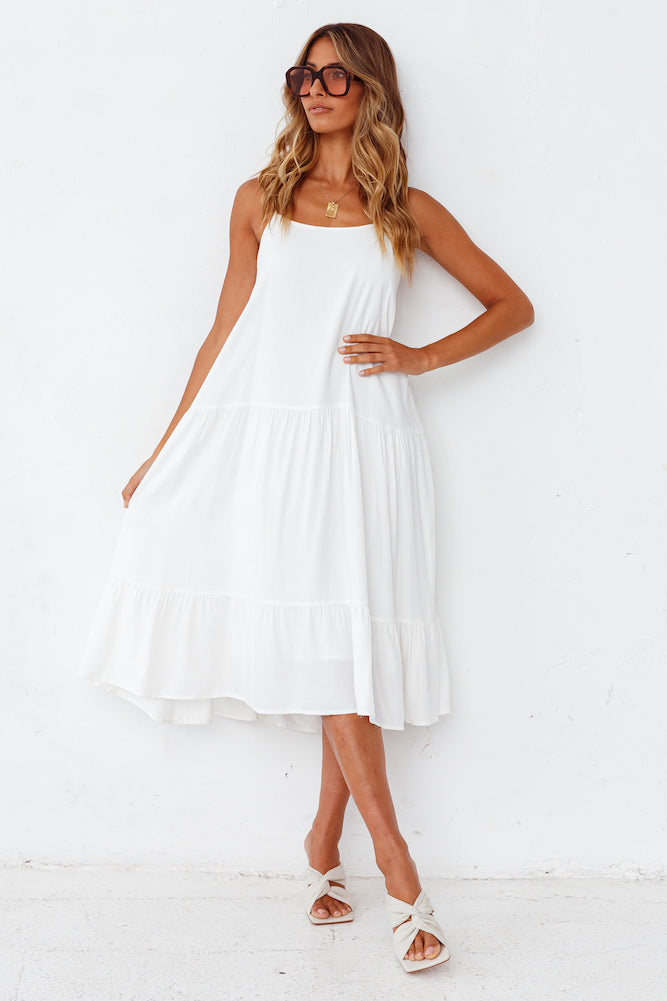 Balancing Act Midi Dress White