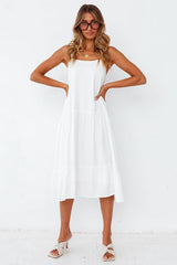 Balancing Act Midi Dress White