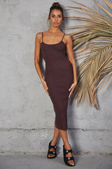 Open Mind Midi Dress Chocolate